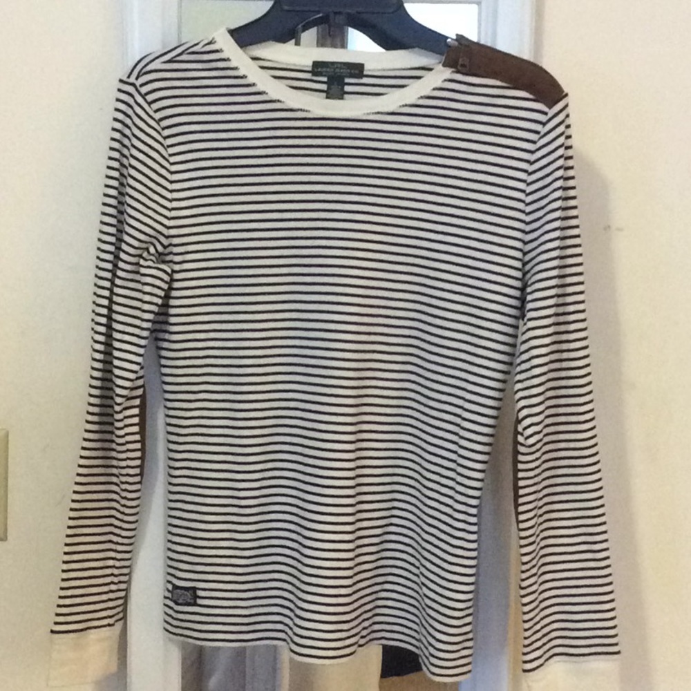 Ralph Lauren striped long sleeve with suede detail